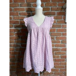 MUSTARD SEED Lavender Eyelet ROMPER DRESS SMALL as seen on TikTok